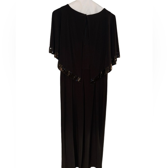 Women’s Boston Proper Black Jumpsuit With Attached Cape/Flutter Top With Sequins - Picture 9 of 14
